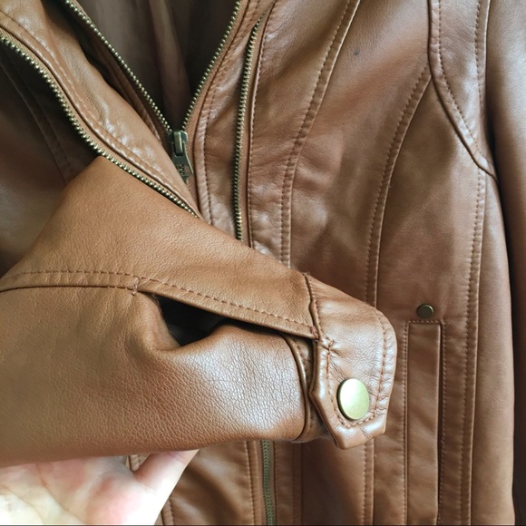 Hive&Honey Faux Brown Leather Jacket - Picture 4 of 10